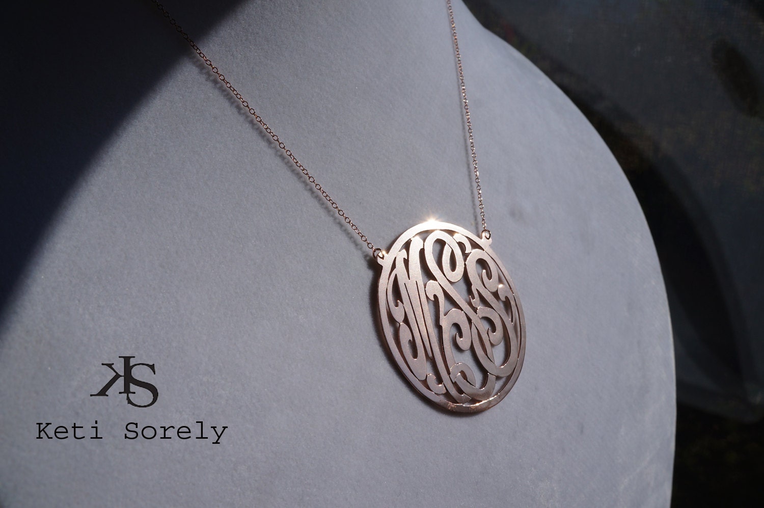 Designer Initials Necklace Large (Order Any Initials) - Sterling Silver and 24K yellow Gold