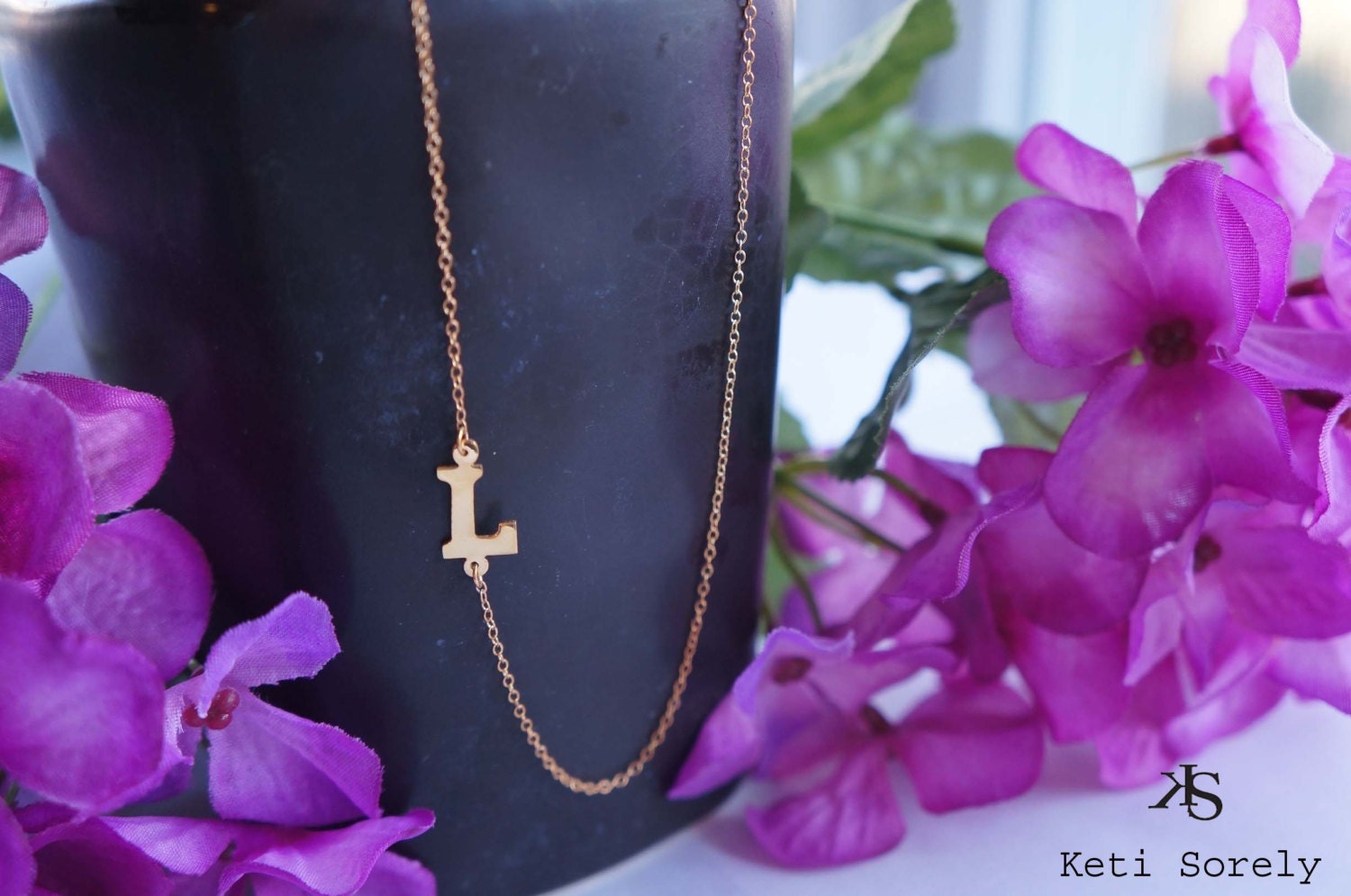 Personalized Initial Necklace (Order Any Name) - Silver with 24K Gold Overlay