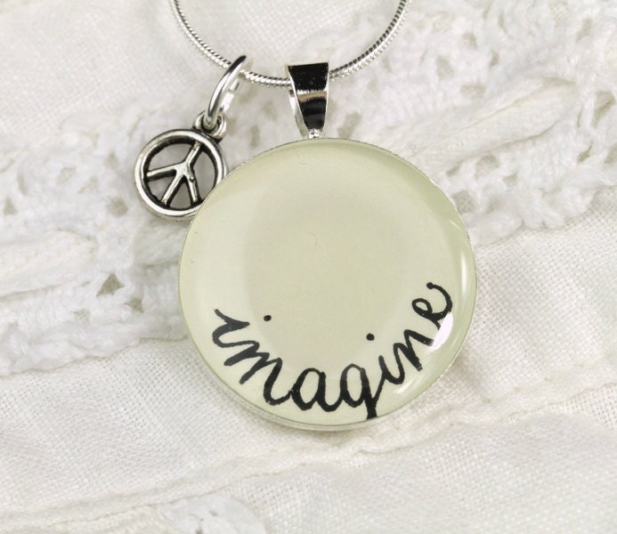 Imagine Necklace John Lennon Inspired Necklace with by BlissInArt