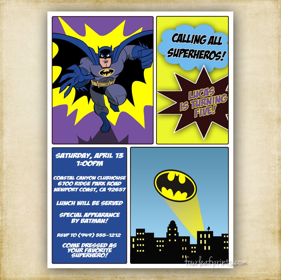 Batman - Superhero - Birthday Invitation - Printable DIY