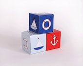 NAUTICAL Favor Box, DIY Gift Boxes, 4th of July, Navy, Nautical, Sailor Theme, Decoration, Red, White and Blue, Anchor, Sail Boat