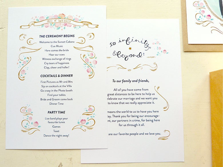 Indonesian Sunset, Custom Wedding Program