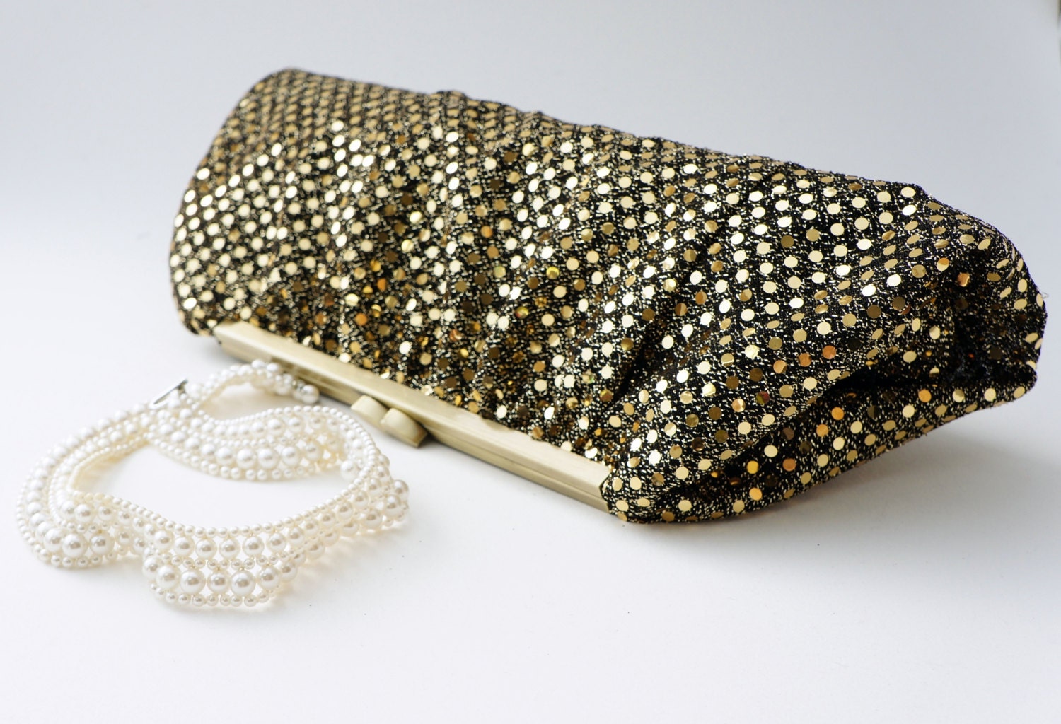 Glamorous Gold & Black Handbag Clutch - Gatsby 1920's Inspired - Formal/Bridesmaid/Prom Purse