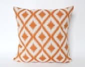 Orange Ikat Decorative Designer Pillow