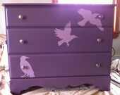 Painted wood dresser, bird silhouettes