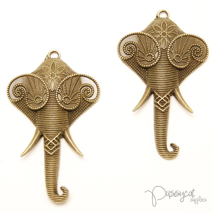 2pcs Antique Brass Elephant Pendant (GT1122)