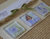 Glass tile magnets nature inspired watercolor purple set super strong kitchen magnets