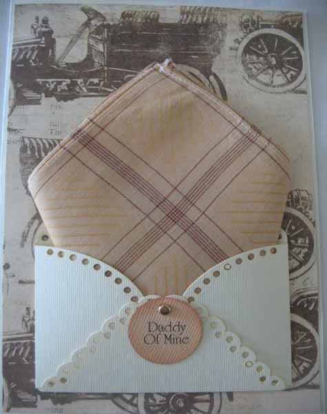 Vintage Men's Handkerchief Pocket Square Tan Tin Lizzie Woven Father Father's Day Dad Birthday Wedding Hanky Greeting Card - BolstersMillsCards
