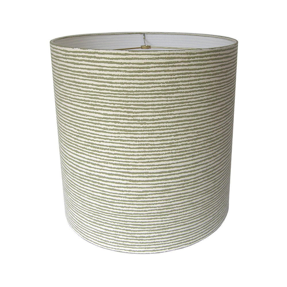 Drum Lamp Shade Lampshade Pendant Shade Horizontal Gray Grey Stripe by Chris Stone California Made to Order
