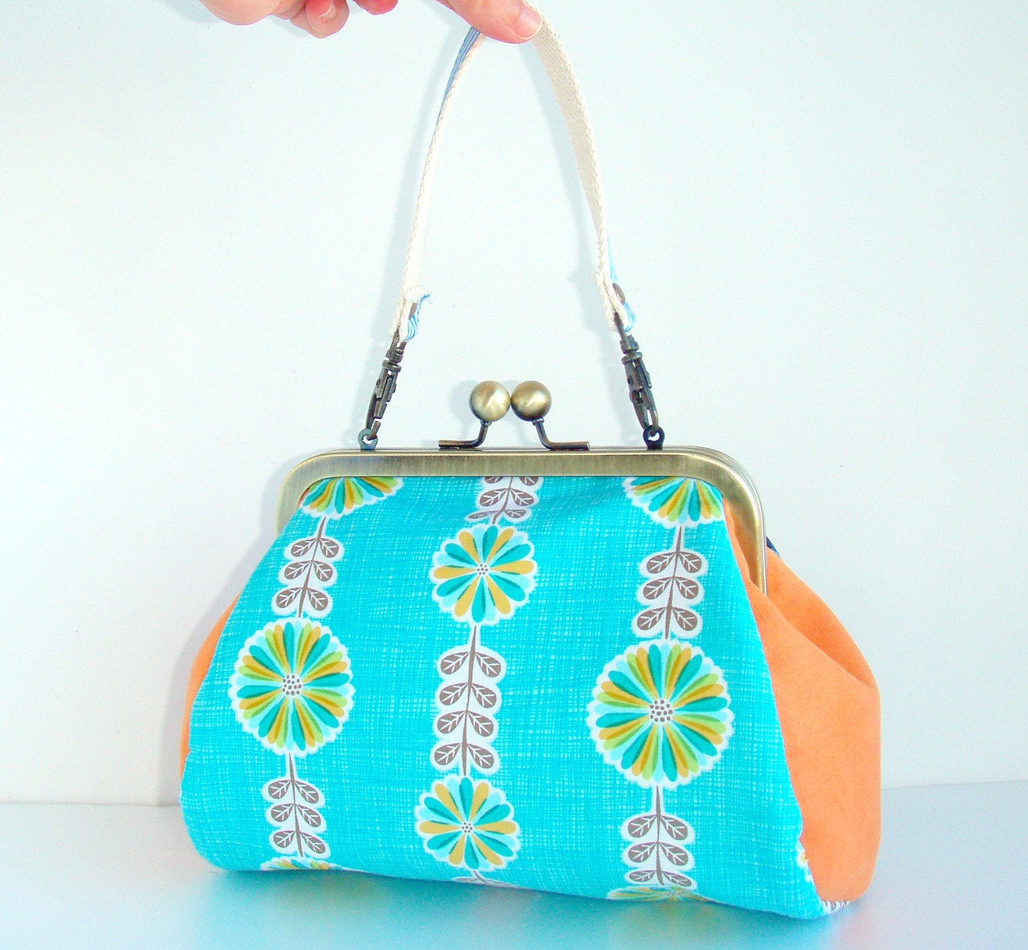 Dandy Purse, Kiss Lock Dandy, Blue Orange Purse