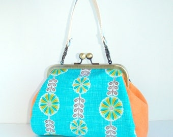 Dandy Purse, Kiss Lock Dandy, Blue Orange Purse