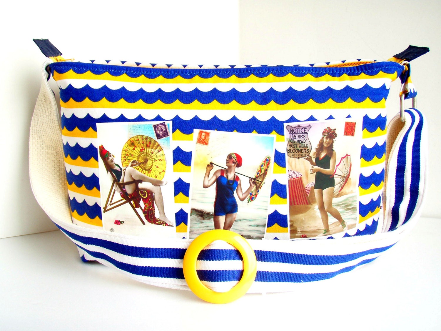 Retro Handbag Beach Babes, Mid Century Beauties Handbag, Vintage Modern Bag