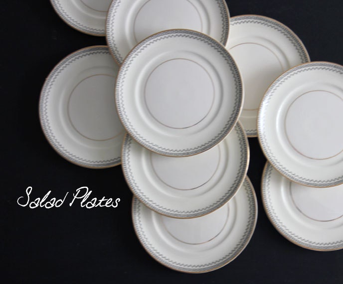 Greek Key China Salad Plates by Pope Gosser
