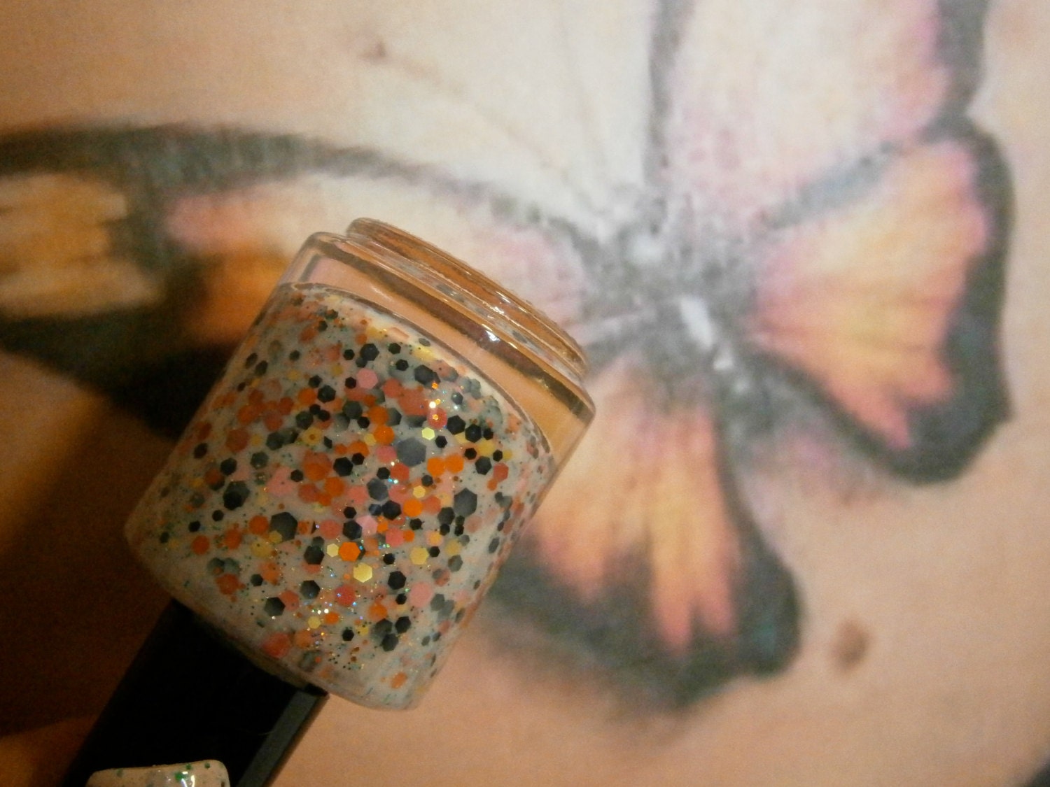 Inked Dolls Tattoo Nail Polish - Tramp Stamp - Butterfly Bullseye - Naked Skin Collection - 15 ml Bottle