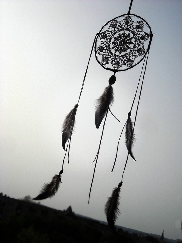 Dream catcher crochet lace wall decoration purple deep green and white handmade wall dreamcatcher