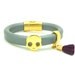 Gold Skull Bracelet - Grey Rubber Cord w/ Grape Purple Tassel