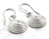Coiled Earrings, Sterling Silver, Silver Spiral Earrings, Dome Earrings, Wire Earrings, Mothers Day Gift, Mothers Day Earrings