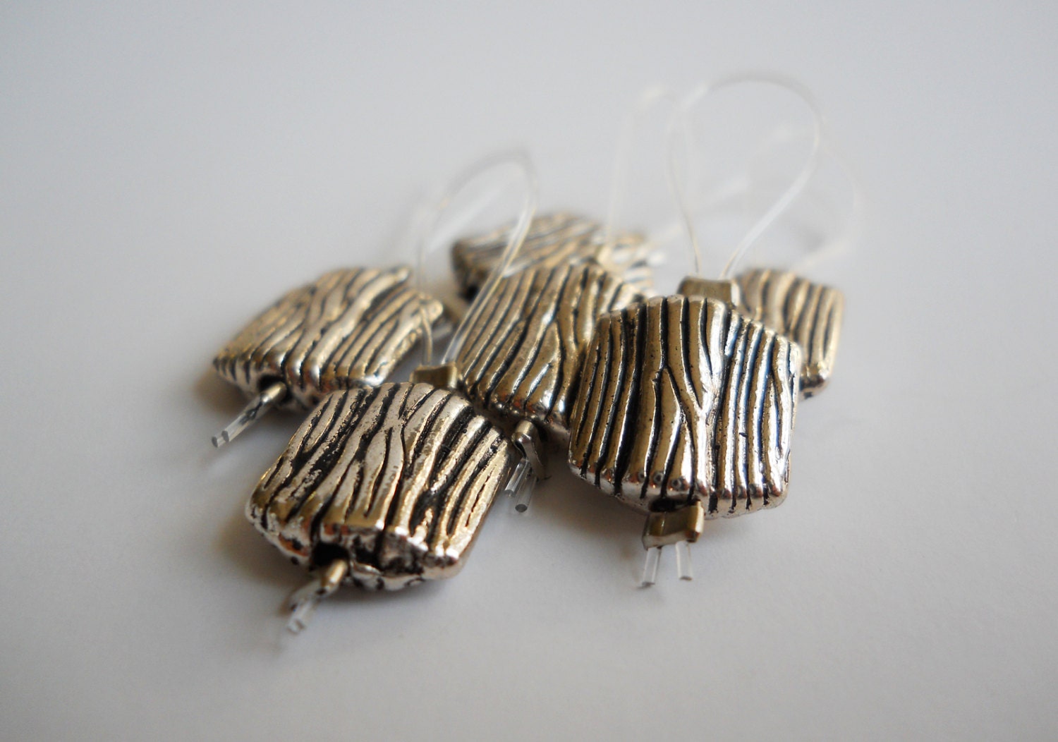 Silver Metal Bark Textured Stitch Markers