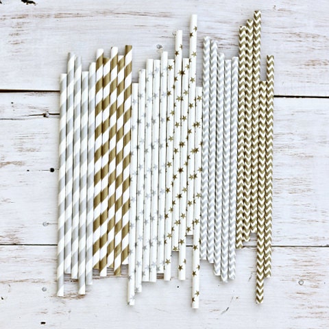 150 x Metallic Paper Straws
