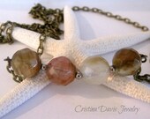 Earthtone gemstone bar necklace, Galaxy Quartz, Minimalist, Boho Chic, Gift Ideas