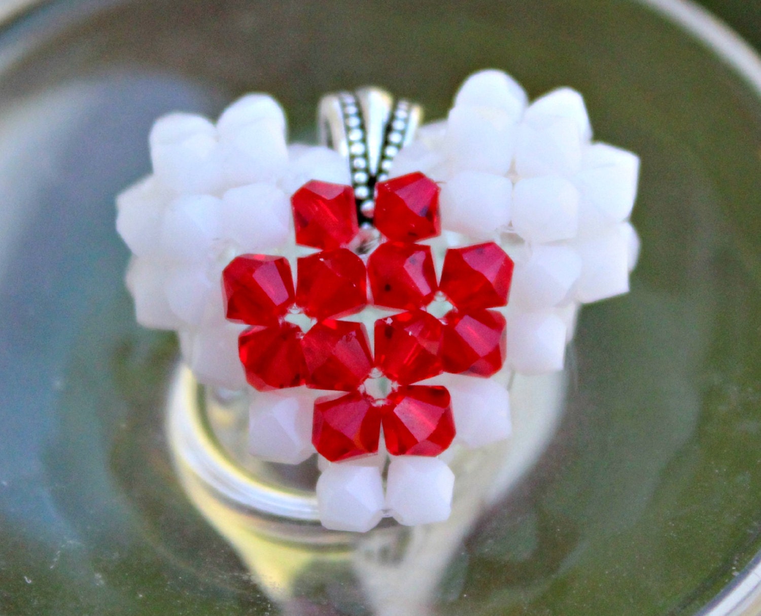 Red Cross, What's In Your Heart, Nurse, Swarovski Crystal Floating Necklace, Nurse's Heart, Puffed Heart Necklace, Customize Your Heart