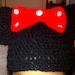 Handmade Knitted Crochet Kitty or Mouse Fluffy Crochet Beanie Hat Soft Wide Knit pink bow