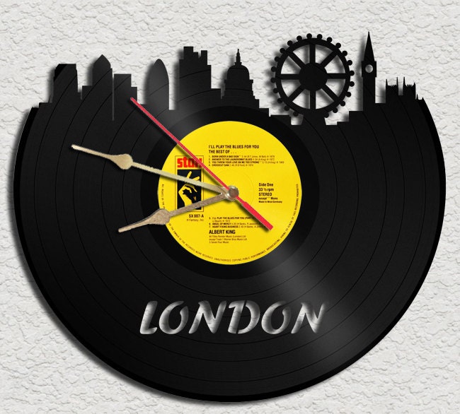 London Theme Vinyl Record Clock Upcycled Vinyl Records Great Gift