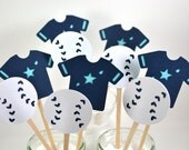 Baseball Cupcake Toppers- Qty 12