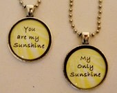 You Are My Sunshine Necklace Set. Mother Daughter, Best Friends Necklace Set. 18 Inch Ball Chains.
