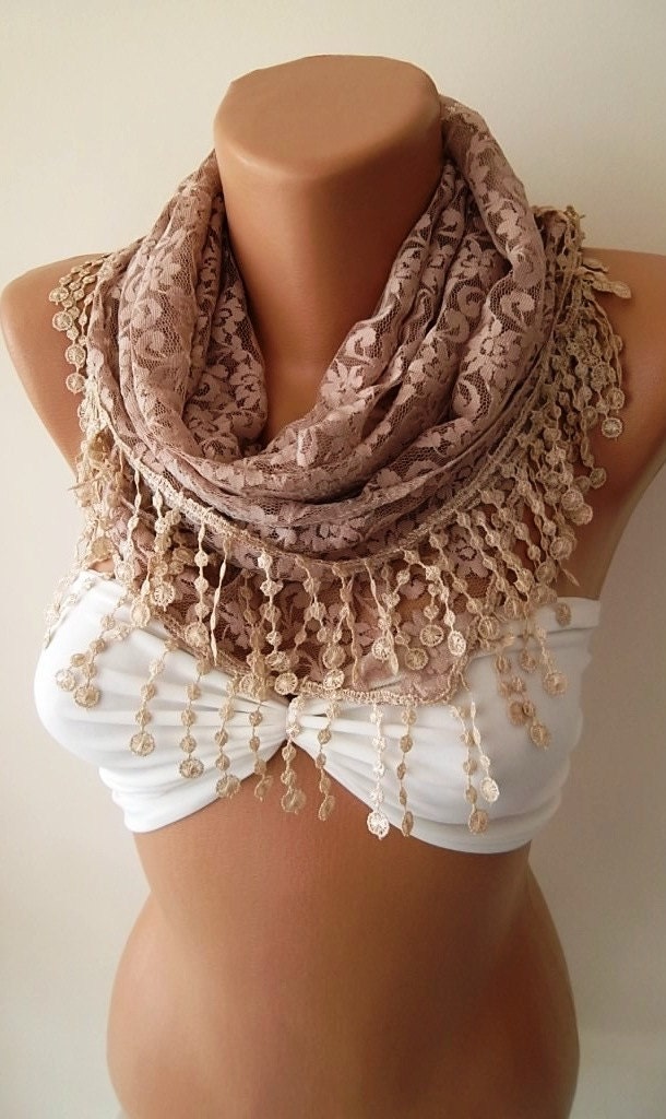 iced coffee Lace Triangle Scarf It made with good quality Lace---Size large