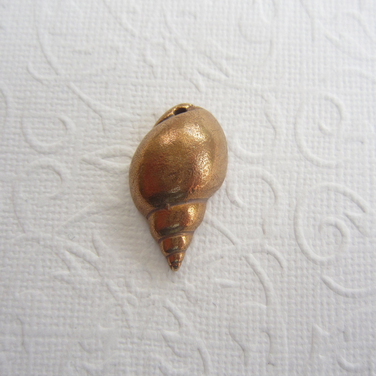 Shell charm, bronze shell charm, Artisan bronze shell charm