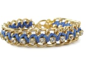 Light Cobalt Woven Chain & Rhinestone Bracelet