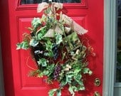 LOVE THE GRAPE Wine Wreath , Wine Bottle, Wine Plaque, Corks, Made To Order For The Wine Lover