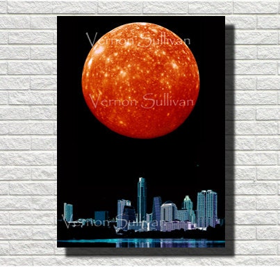 8 X 10 A4 austin texas wall art home office decor skyline cityscape poster print digital photography graphic Vernon Sullivan