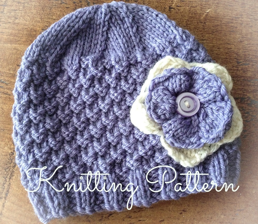 Bluebell Baby Beanie Hat Knitting Pattern - Aran weight yarn - Instant Download