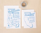Letterpress State Wedding Invitation Set