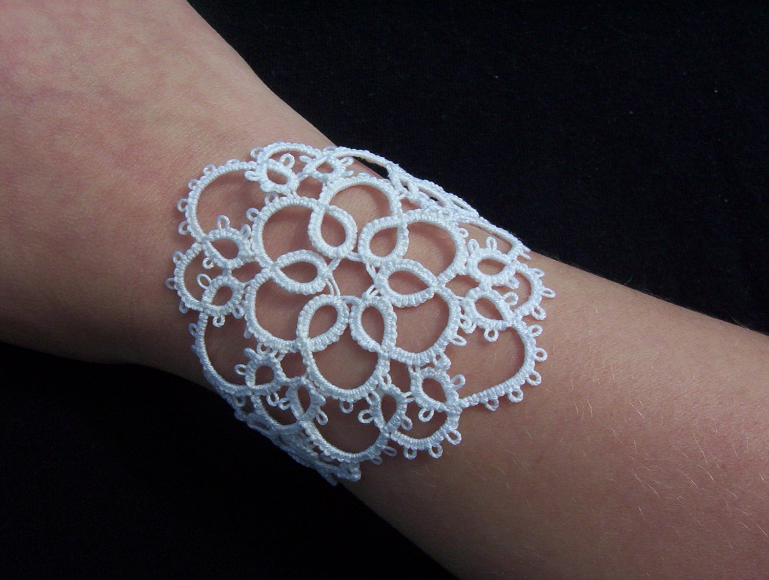 bridal lace bracelet, white cuff bracelet, tatted bracelet, bridal lace, lace cuff bracelet, bridal cuff bracelet, white lace bracelet - MamaTats