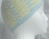 Toddler's Crochet Hat- Child Size Small Yellow and Blue-Green Slouchy Beanie with Free Shipping