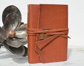 Red Leather Bound Journal Handmade Terra Cotta Travel Diary Copper Bronze Watercolor Art Notebook (183