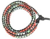 Angelskin Coral Turquoise Beaded Boho Bracelet Leather Wrap Gold Vermeil  Jewelry FizzCandy Ready to Ship