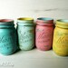 Miami inside/outside pint - Shabby Chic Hand Painted and Distressed Mason Jars - Vases