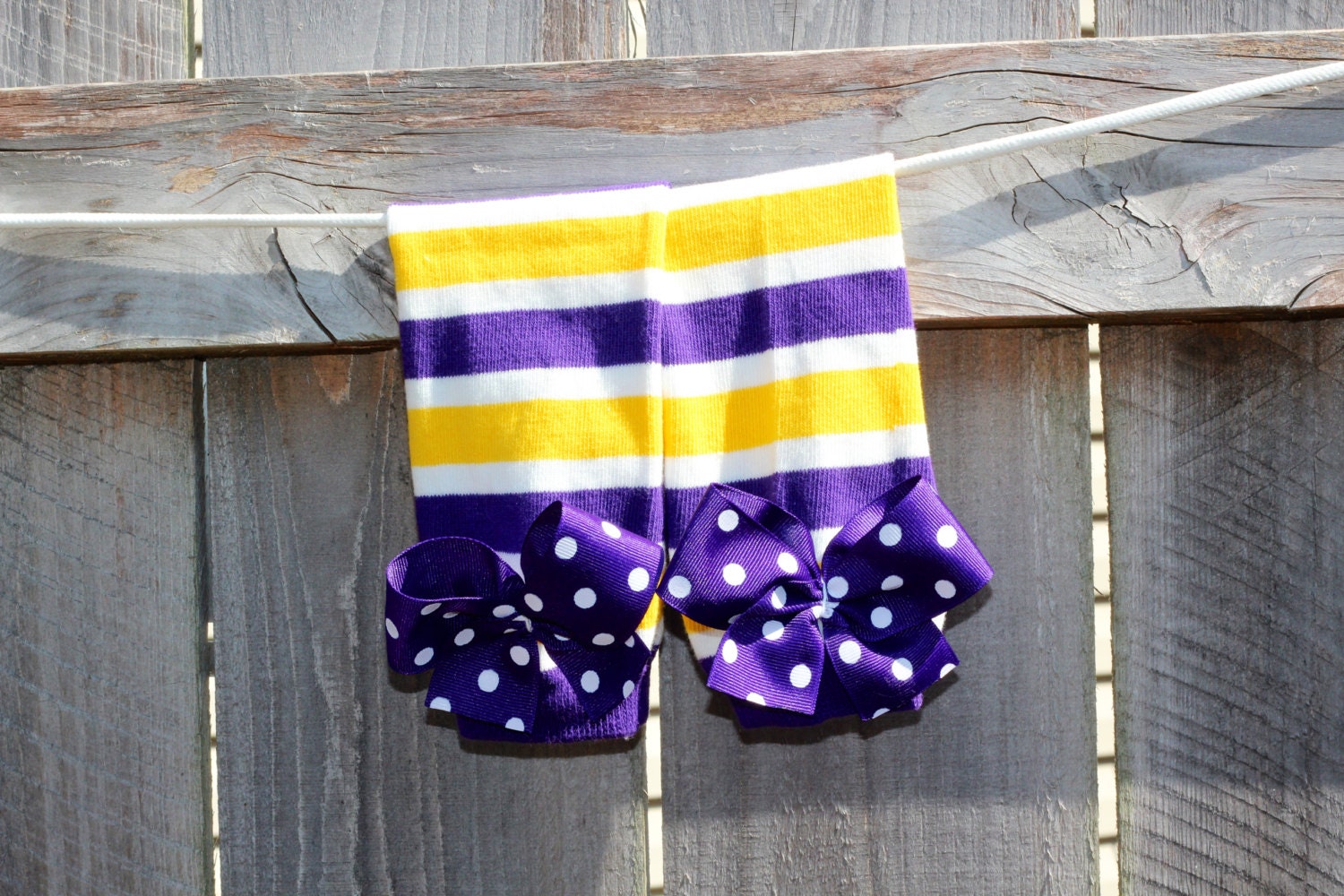 LSU Tigers Purple and Gold Bow Leg Warmers
