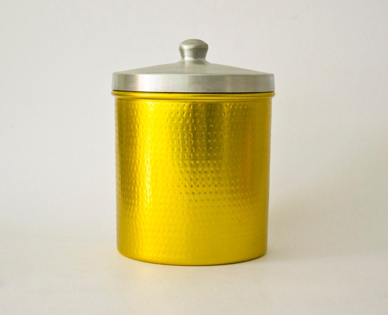 Vintage Italian Retro YELLOW Aluminum Container