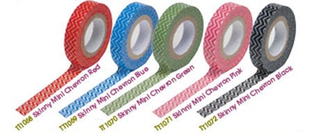 Washi Tape Trendy Tape - Skinny Stripe or Chevron Decorative Trendy Paper Packaging Tape - 10 yards - YOU PICK