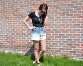 Ombre High Waisted Jean Shorts with Silver Circle Studs