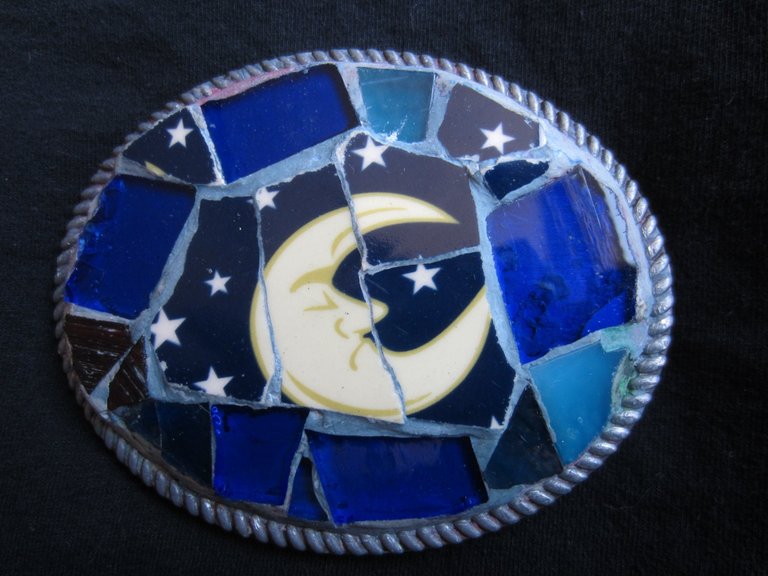 Blue Moon Mosaic Belt Buckle
