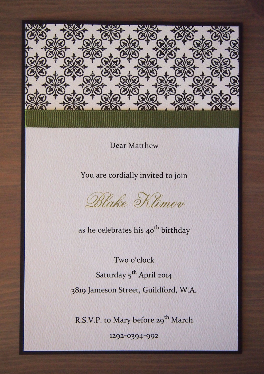 Black and Thyme Party Invitation (Customizable) - SAMPLE ONLY