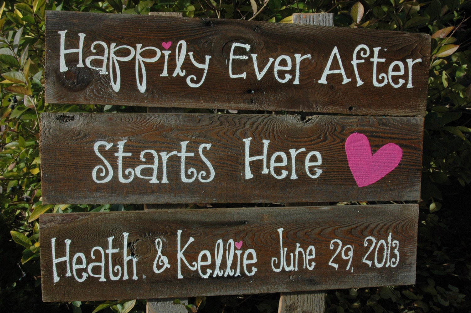 CUSTOM  Large Wedding Sign -3 rows of wood -you choose the words ALL PAINTED