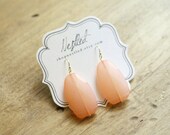 Peach Coral Teardrop Statement Drop Earrings