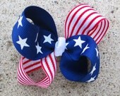 Red White and blue hair bow 4th of July  hair bow USA Flag headband stars and stripes hair clip Patriotic hair bow